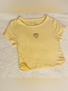Flirtitude Yellow Smiley Face Scrunch Top Size M 🙂🙂🙂